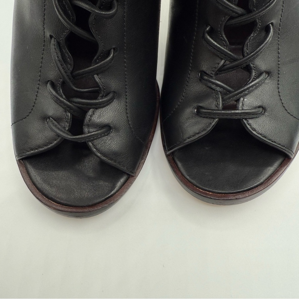 Coach Lena Black Lace-Up Peep-Toe Ankle Booties With Stiletto Heel Size 6B - Picture 8 of 16